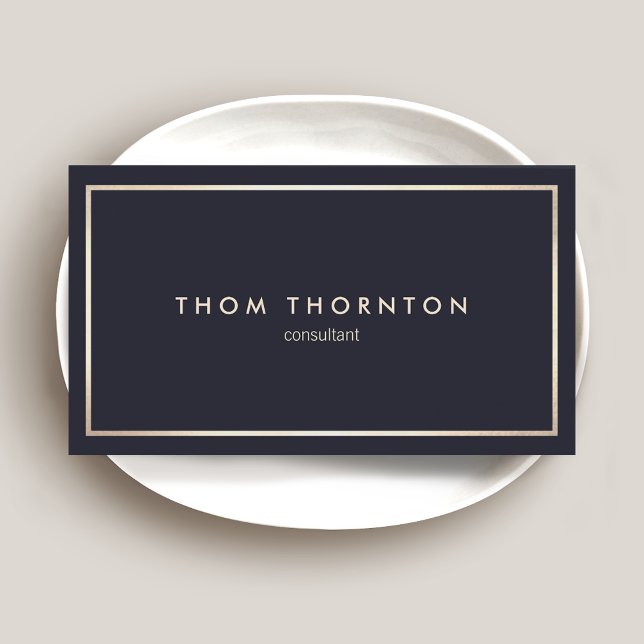Professional Classic Navy Blue with Gold Border Business Card (Creator Uploaded)