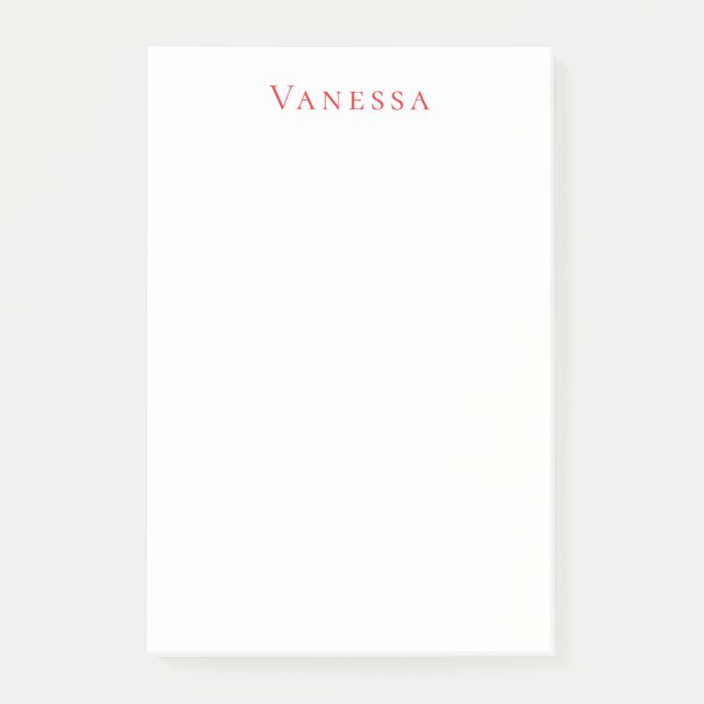 Professional classical font own name custom red post-it notes (Front)