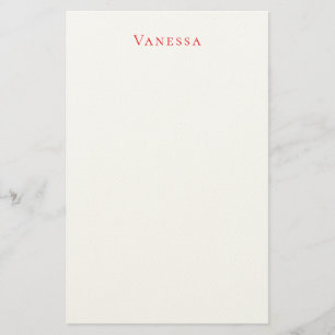 Professional classical font own name custom red stationery