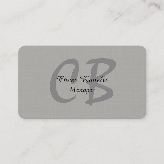 Professional Classical Grey Monogram Business Card (Front)