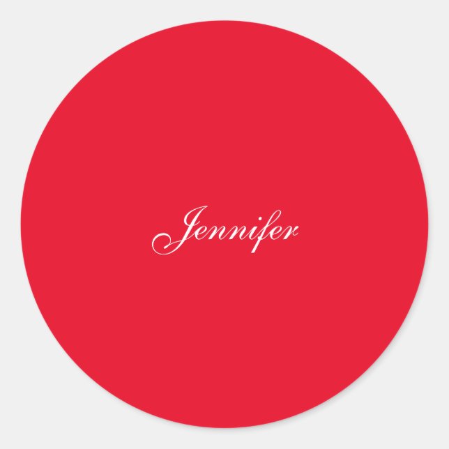 Professional classical handwriting name custom red classic round sticker (Front)