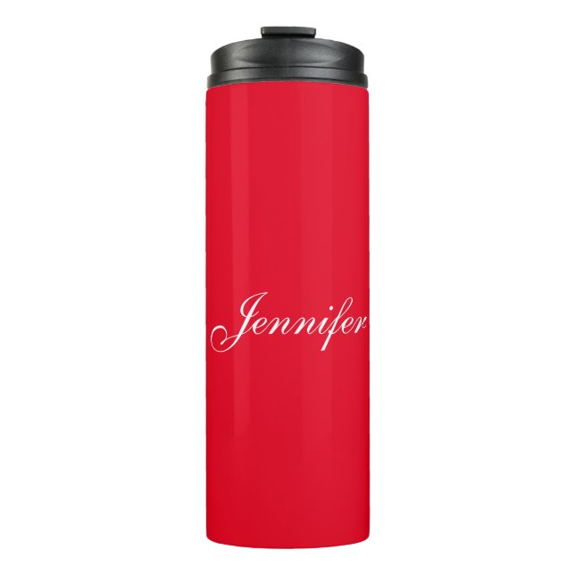 Professional classical handwriting name custom red thermal tumbler (Front)