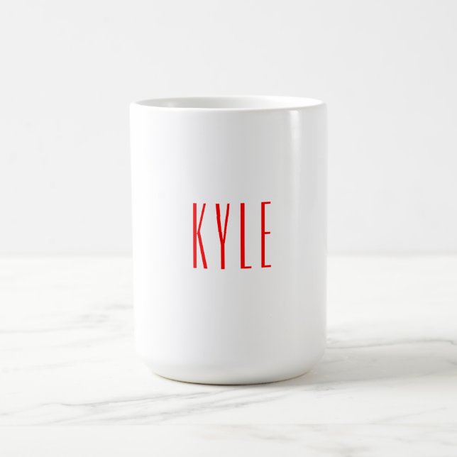 Professional classical handwriting name red white coffee mug (Center)