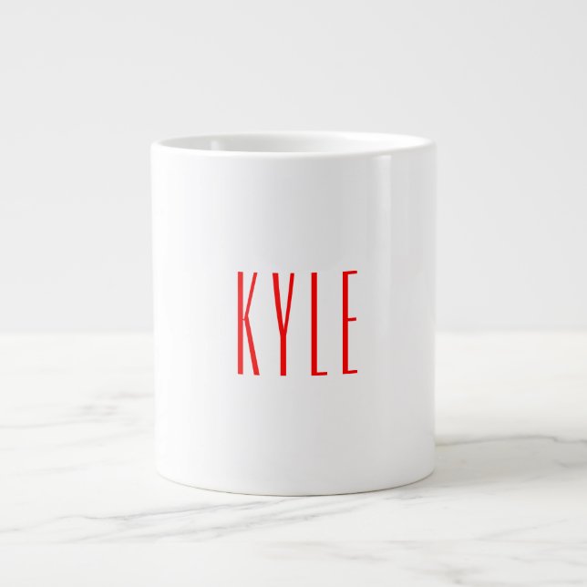 Professional classical handwriting name red white large coffee mug (Front)