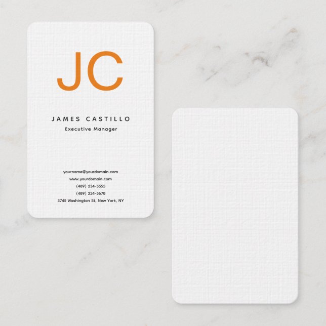 Professional Classical Monogram Minimalist Plain Business Card (Front/Back)