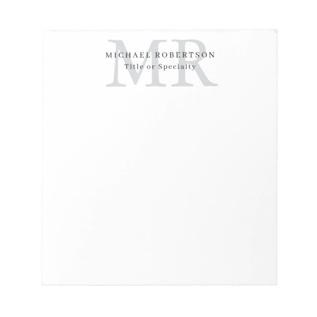 Professional Classical Monogram Minimalist Plain Notepad (Front)