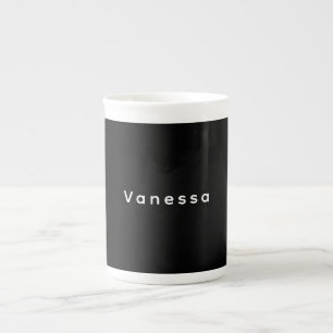 Professional classical plain name custom black bone china mug