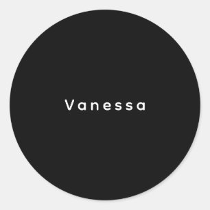 Professional classical plain name custom black classic round sticker