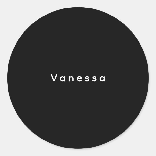 Professional classical plain name custom black classic round sticker (Front)