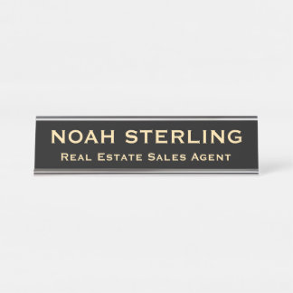 Professional Classy Modern Black Gold Office Desk Name Plate