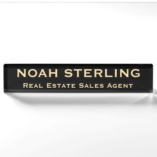 Professional Classy Modern Black Gold Office Nameplate