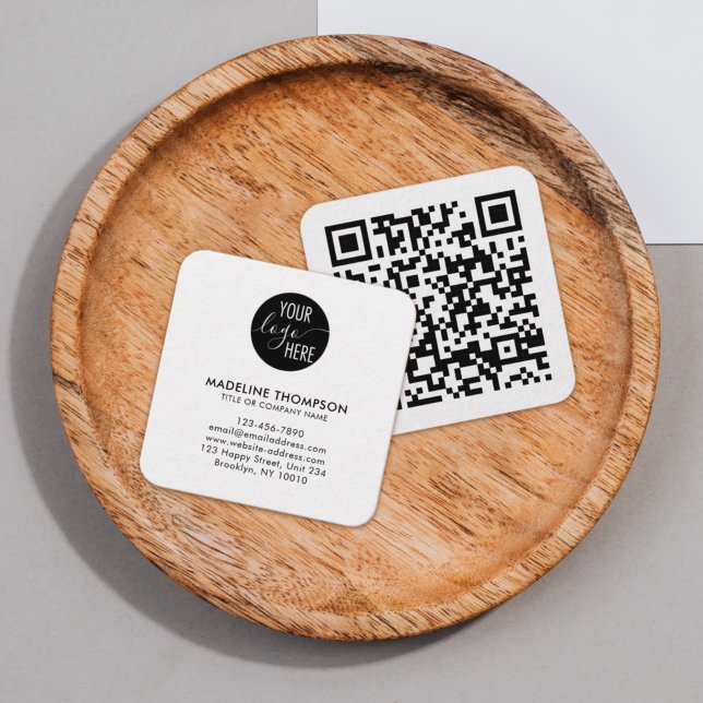 Professional Clean Generic Company Logo QR Code Square Business Card (Creator Uploaded)