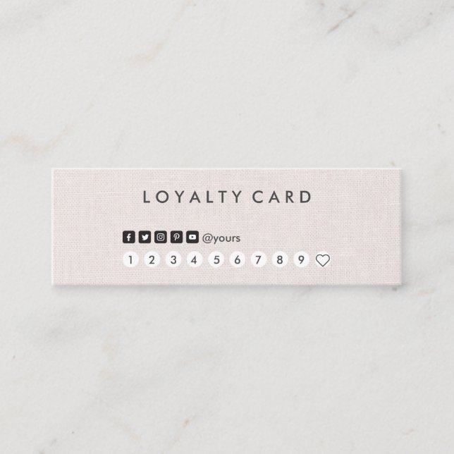 Professional Clean Minimal Linen Mini Loyalty Card (Front)