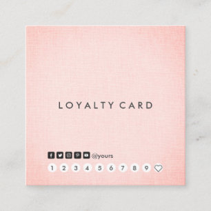 Professional Clean Minimalist Blush Linen Loyalty Square Business Card