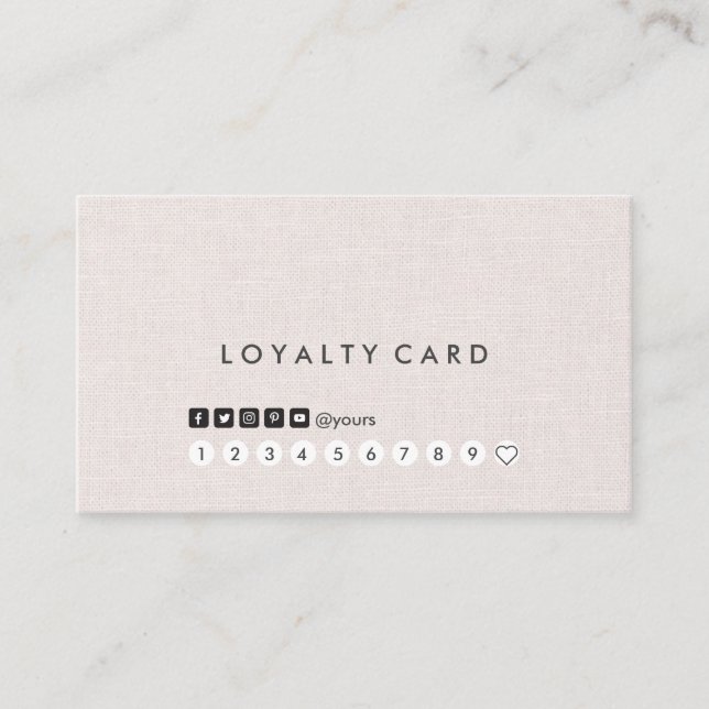 Professional Clean Minimalist Linen Loyalty Card (Front)
