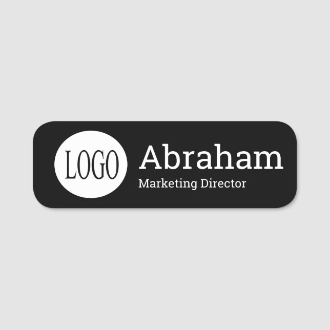 Professional Clean Modern Business Black Logo Name Tag (Front)