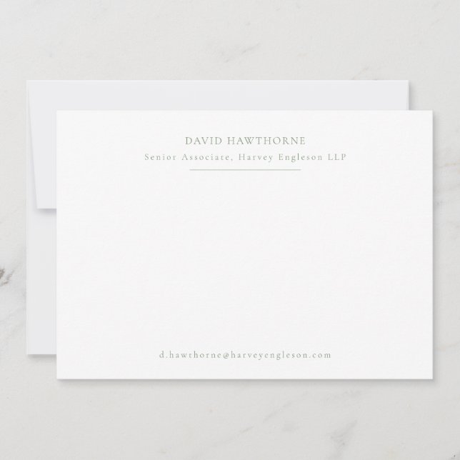 Professional Clean Sleek Sage Green Note Card (Front)