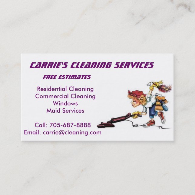 Professional Cleaner Business Card (Front)