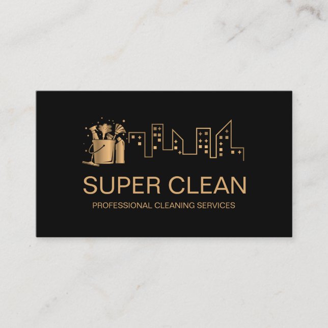 Professional Cleaning House Residential Commercial Business Card (Front)