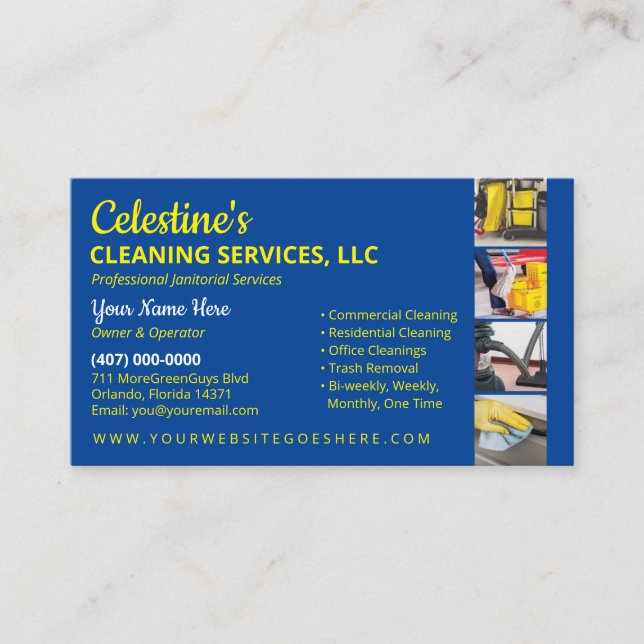 Professional Cleaning/Janitorial Housekeeping Serv Business Card (Front)