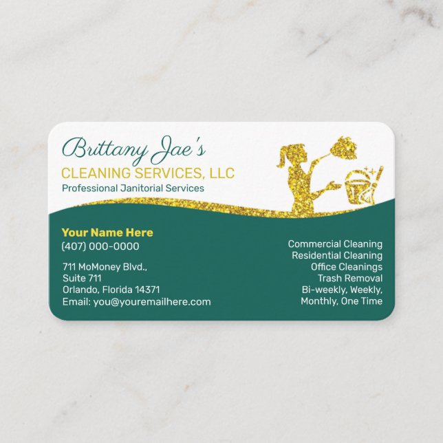 Professional Cleaning/Janitorial Housekeeping Serv Business Card (Front)