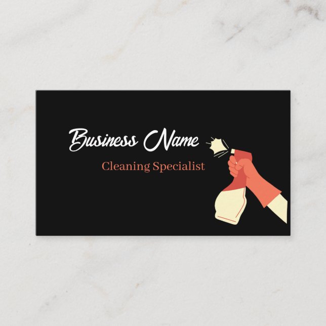 Professional Cleaning Service Black Business Card (Front)