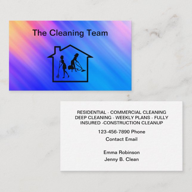 Professional Cleaning Service Business Cards (Front/Back)