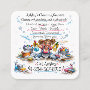 Professional Cleaning Service Design Square Business Card