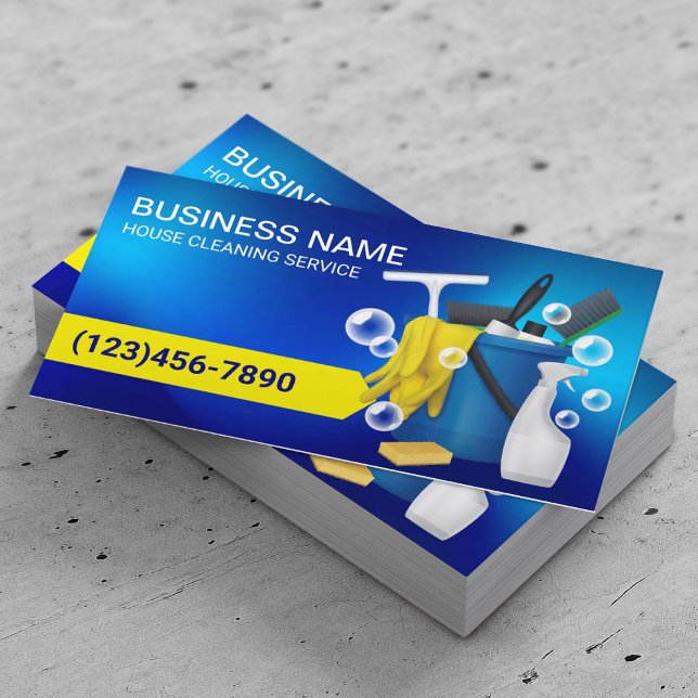 Professional Cleaning Service Modern Navy Blue Business Card (Creator Uploaded)