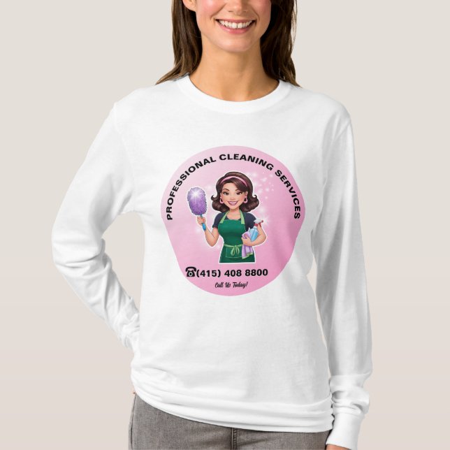 Professional Cleaning Service Uniform Housekeeper T-Shirt (Front)