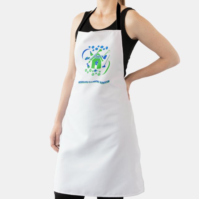 Professional Cleaning Services Green Blue Logo  Apron (Insitu)