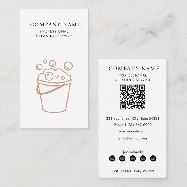 Professional Cleaning Services Logo Modern Boho Business Card (Front/Back)