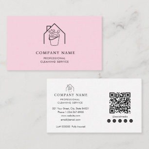 Professional Cleaning Services Logo Modern Pink Business Card