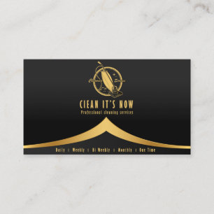 professional cleaning services maid gold and black business card