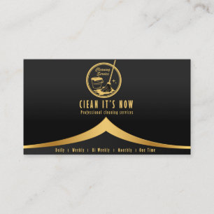 professional cleaning services maid gold and black business card