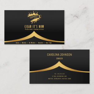 professional cleaning services maid gold and black business card