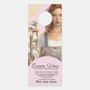 Professional Cleaning Services Pink Girly Door Hanger