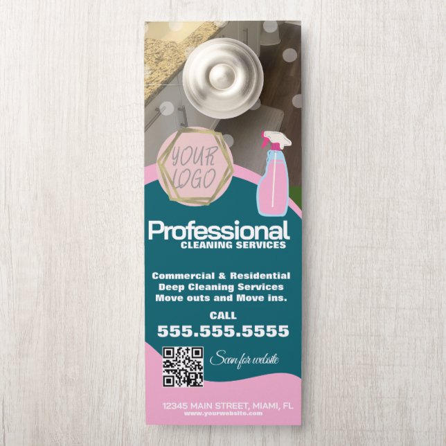 Professional Cleaning Services QR Code Door Hanger (On Knob)
