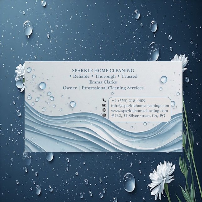 Professional Cleaning Services Soft Blue Accent  Business Card (Professional Cleaning Services Soft Blue Accent Business Card)