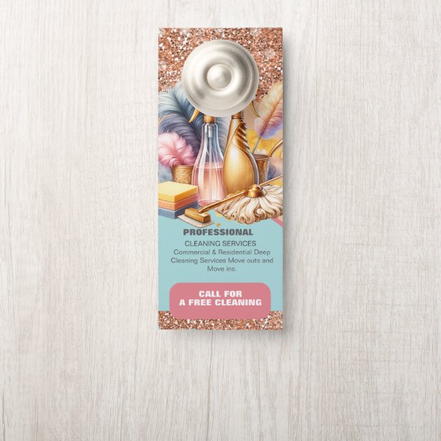 Professional Cleaning Services Sparkles Door Hanger (On Knob)