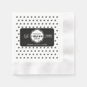 Professional Coffee Shop Personalised Logo Black Napkin