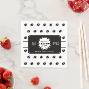 Professional Coffee Shop Personalised Logo Black Napkin