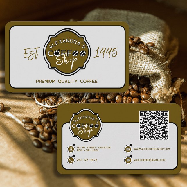 Professional Coffee Shop Personalised Logo Business Card (Creator Uploaded)