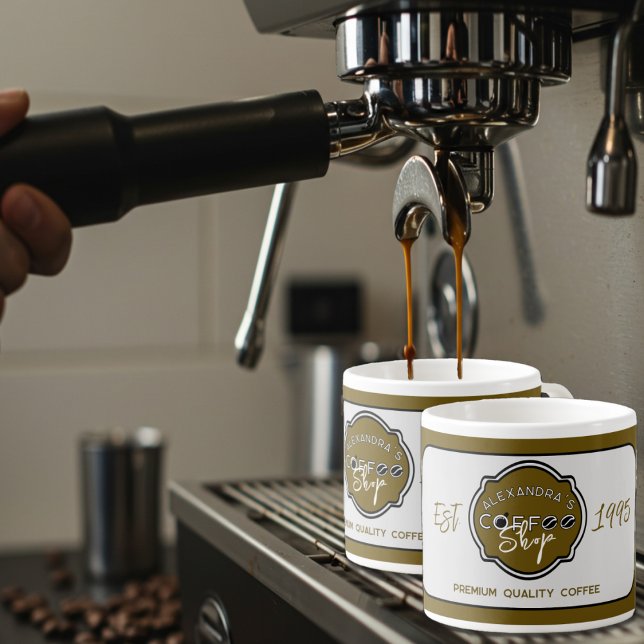 Professional Coffee Shop Personalised Logo Espresso Cup (Espresso prepared in the customized espresso cups.)