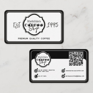 Professional Coffee Shop Personalised Logo white  Business Card