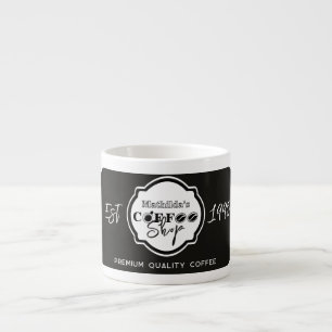 Professional Coffee Shop Personalized Logo Black Espresso Cup