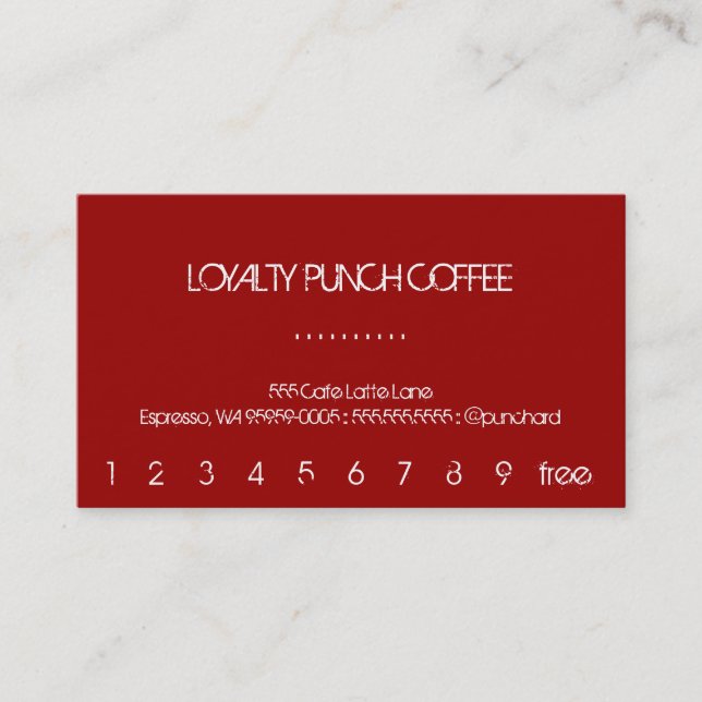Professional Coffee Shop Reward Punch Loyalty Card (Front)