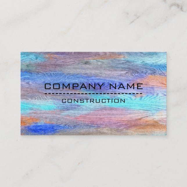 Professional Colourful Modern Wood Look #14 Business Card (Front)