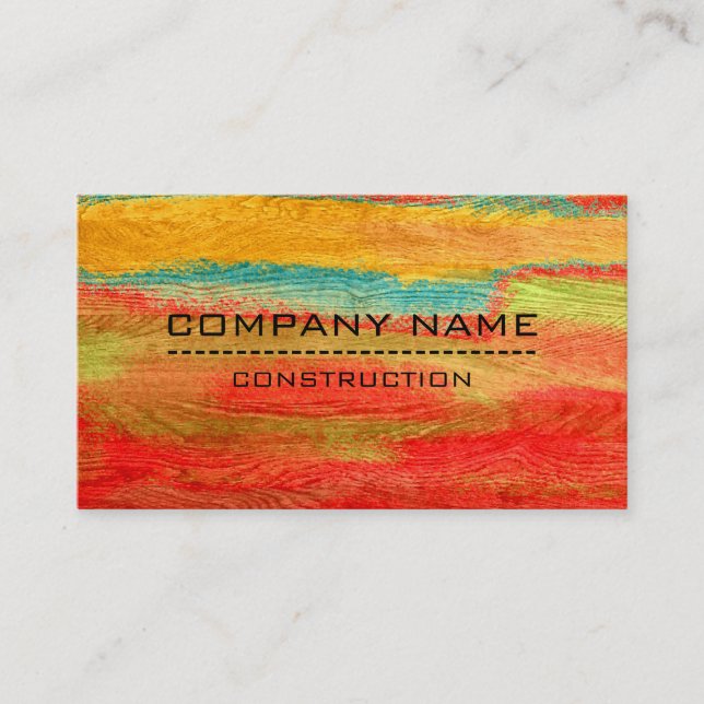 Professional Colourful Modern Wood Look #3 Business Card (Front)