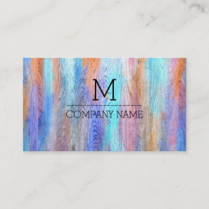 Professional Colourful Modern Wood Monogram #14 Business Card